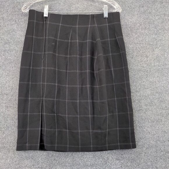 Franco Mirabelli Wool Skirt Womens Size 12 Black Checked Pattern - Picture 2 of 13